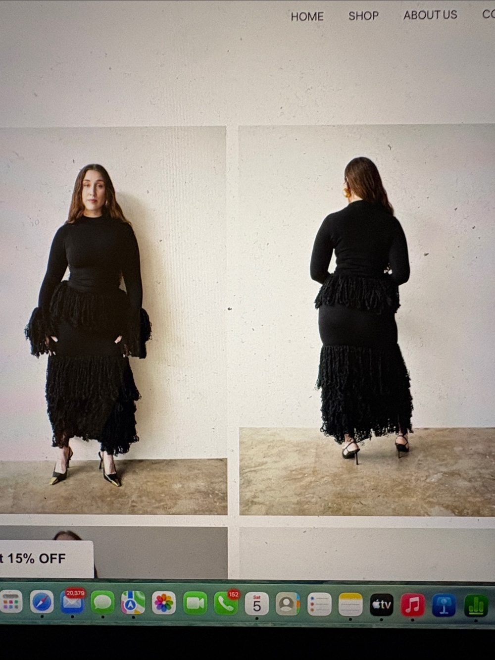Black Tiered Fringe Midi Skirt -and top -Women